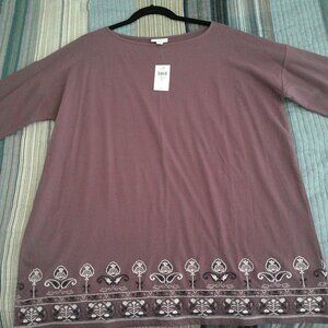 J. Jill deep pink  tunic  with embrodery around the botom and Size  L tall